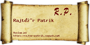 Rajtár Patrik névjegykártya